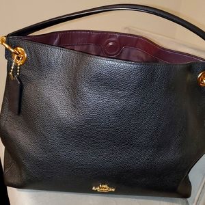 Medium black leather Coach Tote